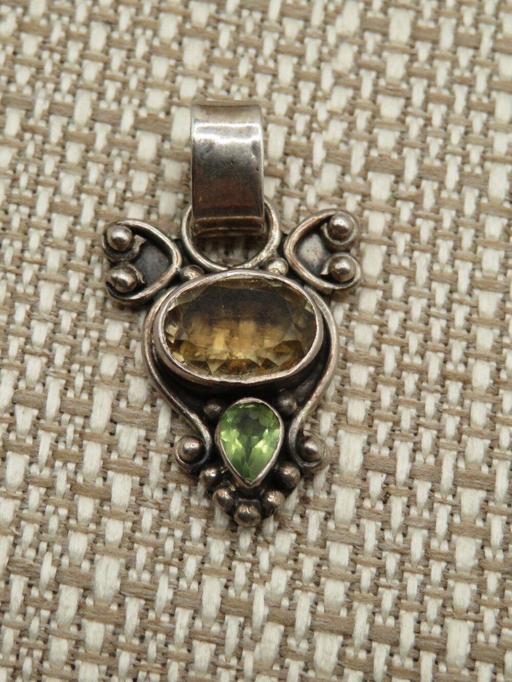 925 Sterling Silver Citrine and Peridot Pendant